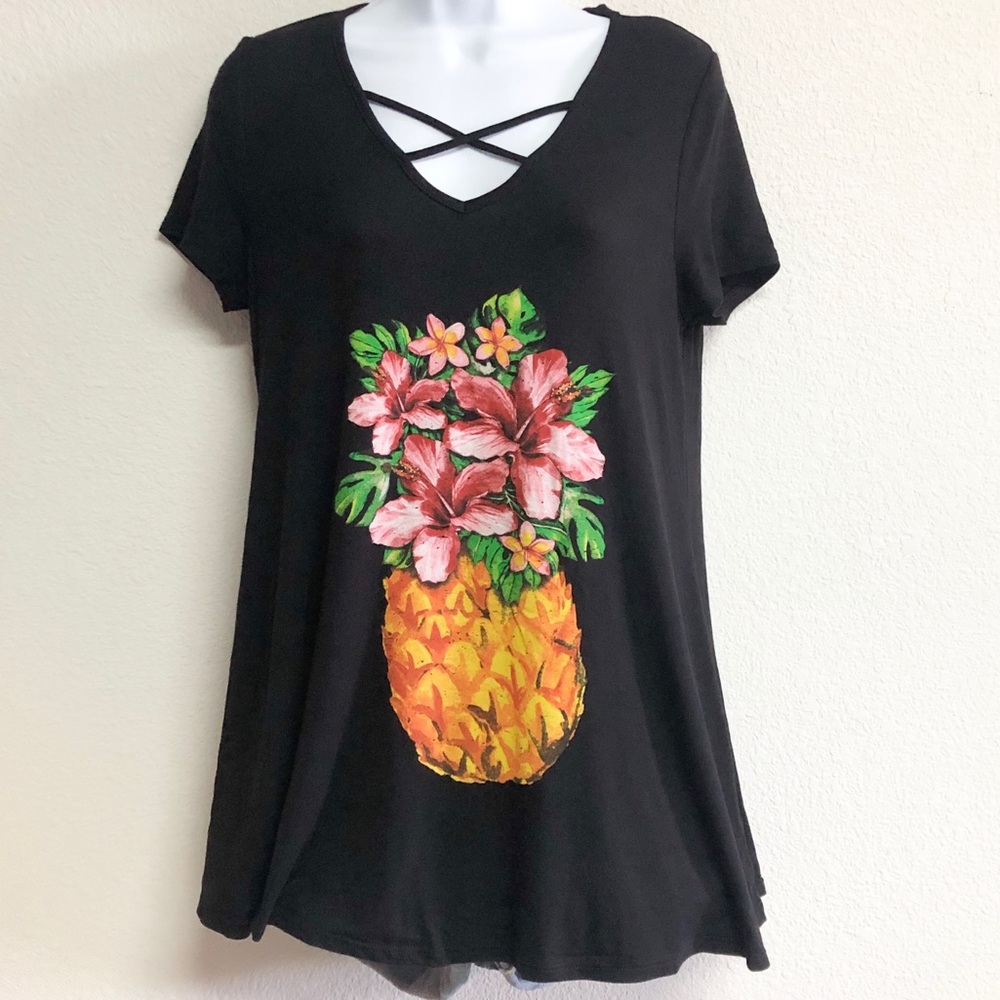 Pineapple Print Criss Cross Top